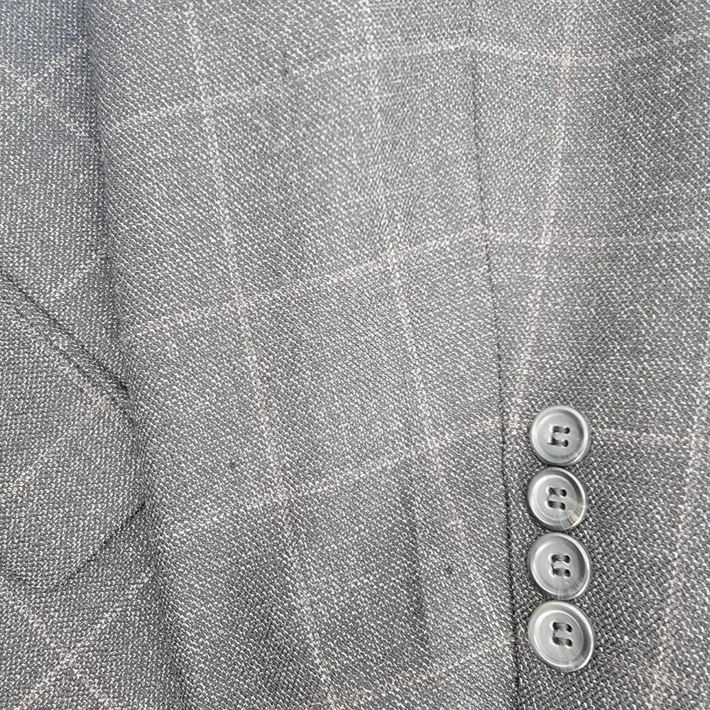 Pronto Uomo Platinum Mens 52R Charcoal Grey Windowpane 100% Wool 2-Vent Blazer